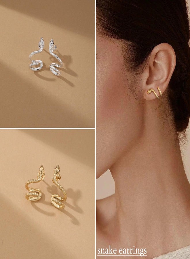 HiStock Snake Earrings, Halloween Earrings for Women 14k Gold Plated Snake Ear Cuff Huggie Earring Halloween Gifts - Image 3